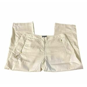 Adidas Women's Ivory Sz 8 Capri Pant Golf Club Slim Fit Stretch Pockets Chino